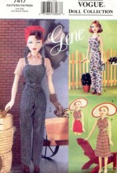 7417 Vogue  GENE DOLL 1945 OVERALLS, GLOVES, PLAYSUIT, BOTTOMS PATTERN uncut